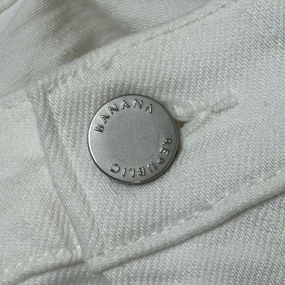 Banana Republic White Mid Rise Straight Leg Cotton Denim Pants Women's 30 - Picture 8 of 12